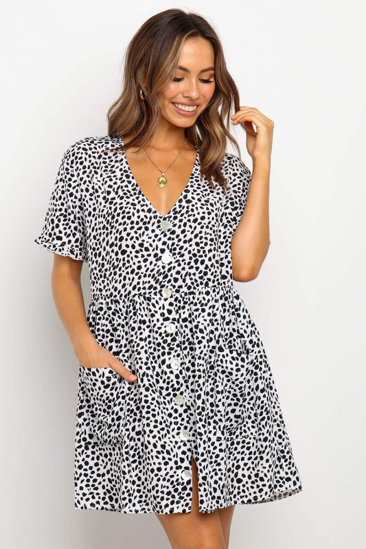Dalia – Robe Courte à Pois et Manches Volantes