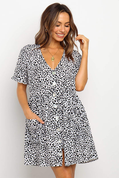 Dalia – Robe Courte à Pois et Manches Volantes