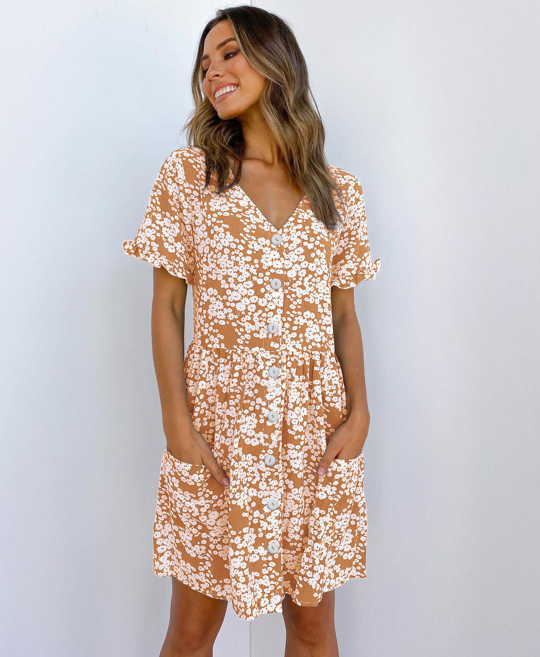Dalia – Robe Courte à Pois et Manches Volantes