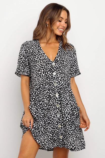 Dalia – Robe Courte à Pois et Manches Volantes