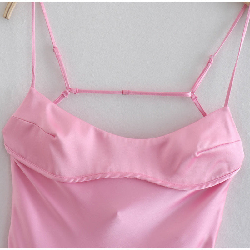 Auréa – Robe Longue Satinée à Bretelles Fines