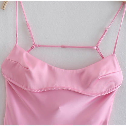 Auréa – Robe Longue Satinée à Bretelles Fines