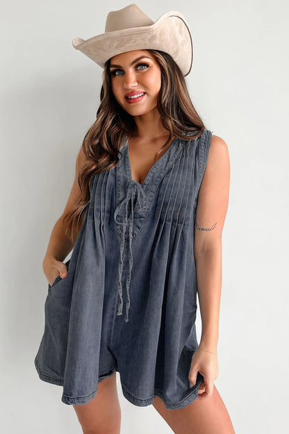 Élina – Combi-short en Jean Sans Manches